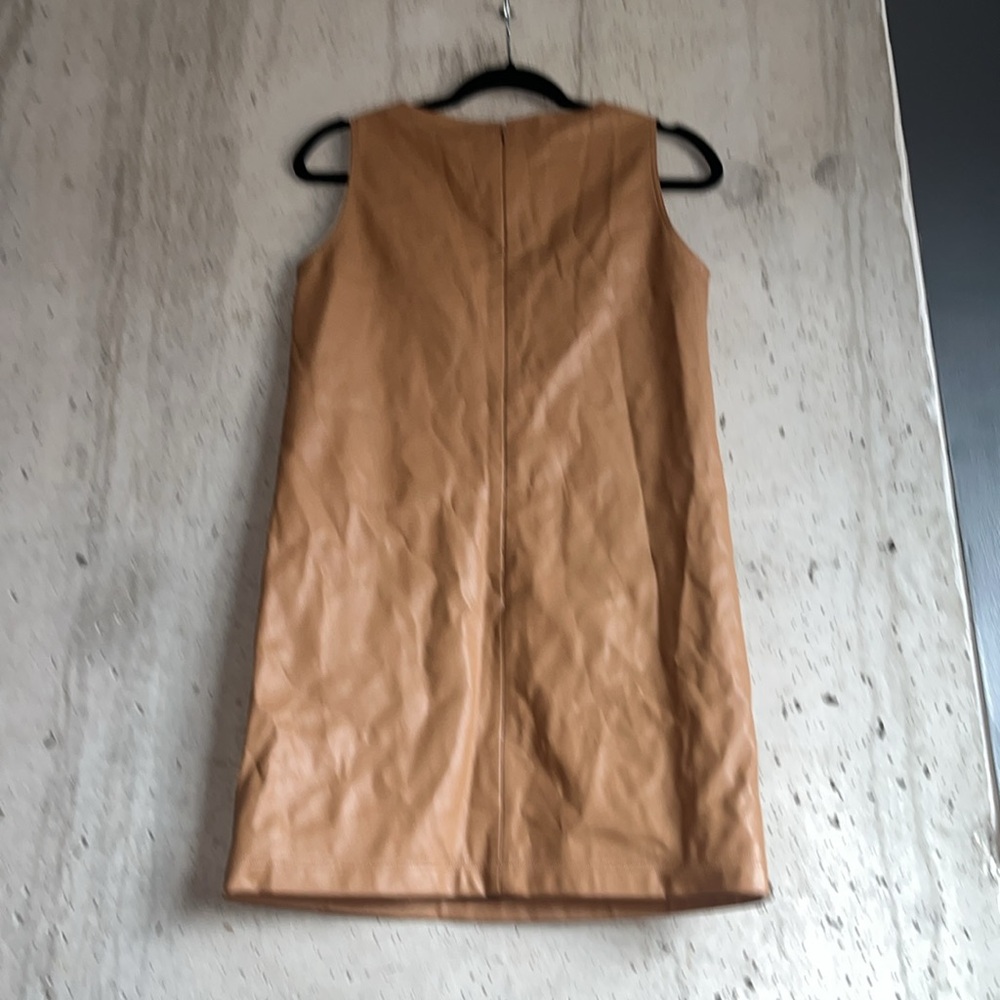 Theory Tan Mini Dress Faux Leather - Picture 6 of 7